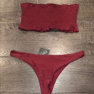 Bandeau Zaful Bikini Swim maroon